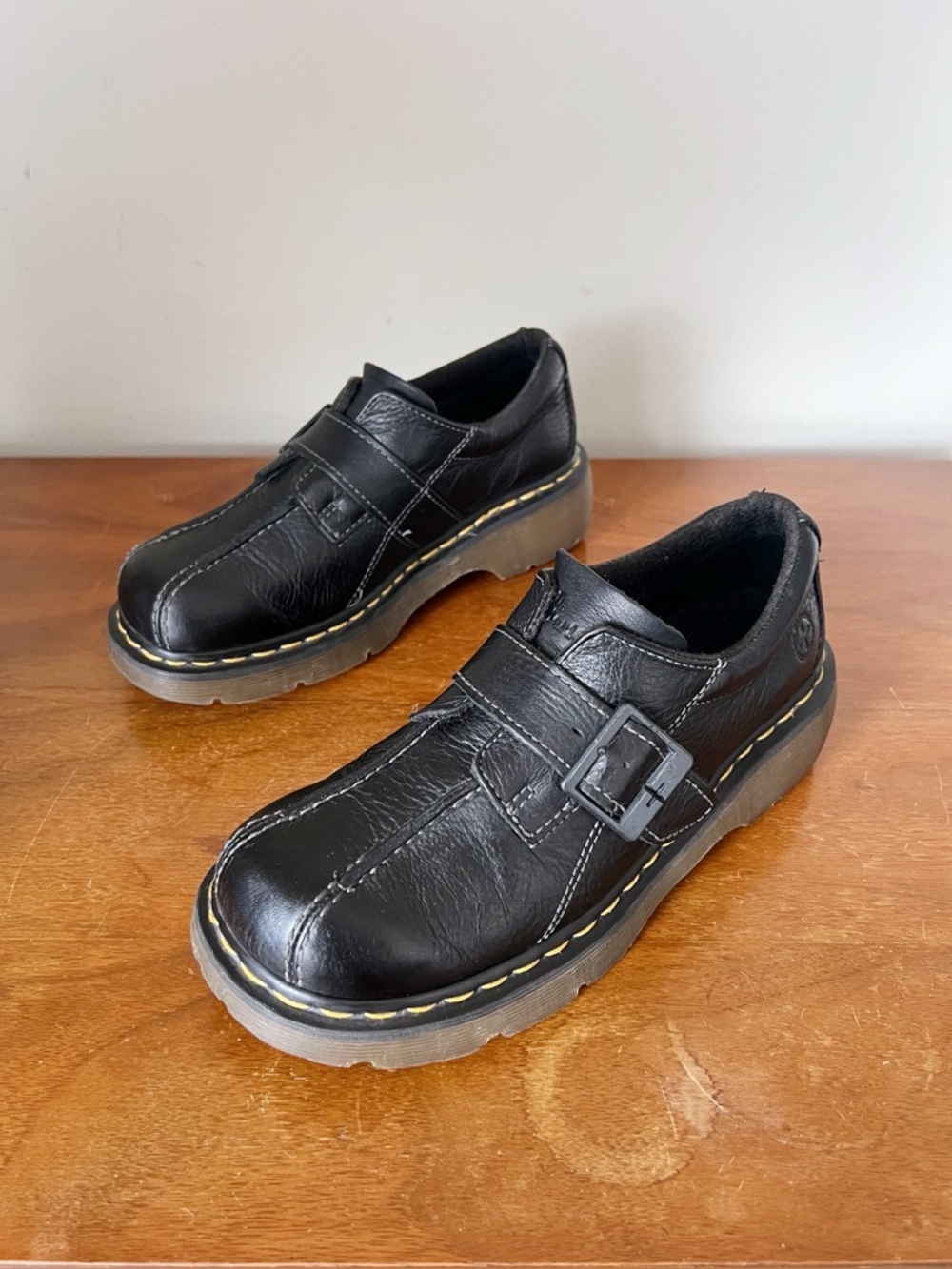 Dr Martens • vintage 12282 platform shoes black leather monk strap chunky - Picture 2 of 10